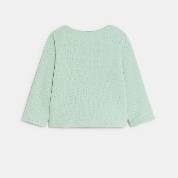 سترة بوجهين وأزرار كبس مع رسوم أزهار، باللون الأزرق للفتيات الصغيرات